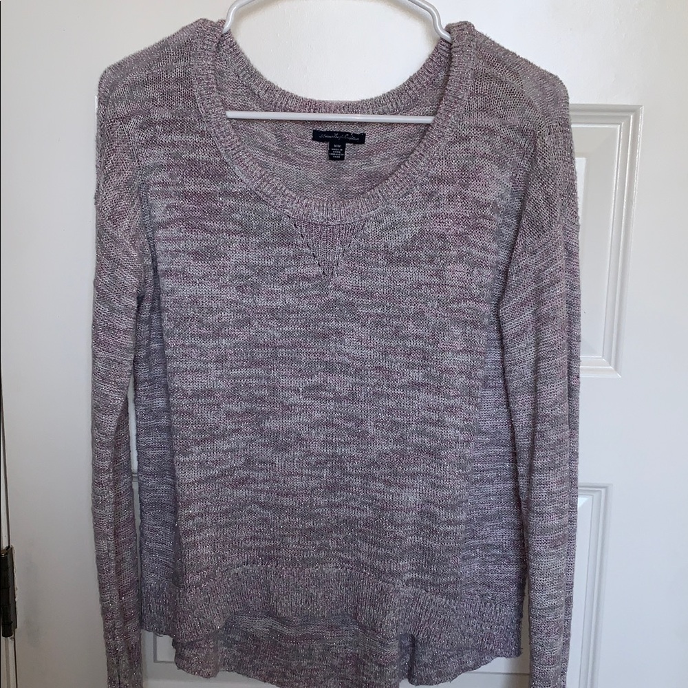 American Eagle Outfitters Pink Purple and Gray Shimmering Knit Sweater